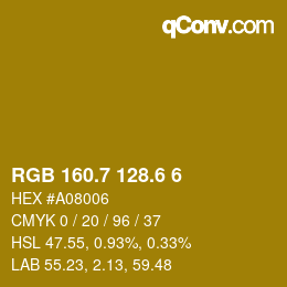 カラーコード: RGB 160.7 128.6 6 | qconv.com