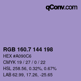 カラーコード: RGB 160.7 144 198 | qconv.com