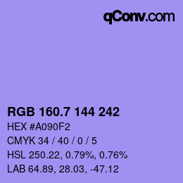 カラーコード: RGB 160.7 144 242 | qconv.com
