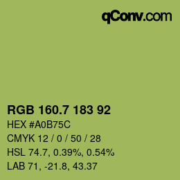 カラーコード: RGB 160.7 183 92 | qconv.com