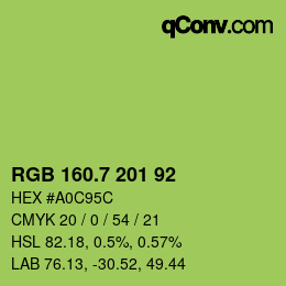 カラーコード: RGB 160.7 201 92 | qconv.com