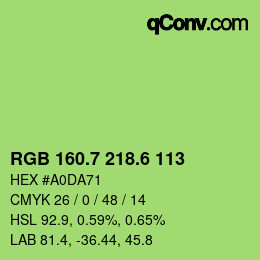 カラーコード: RGB 160.7 218.6 113 | qconv.com