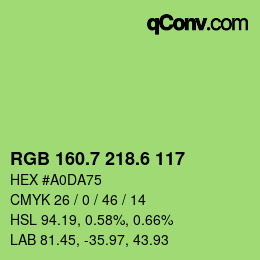 カラーコード: RGB 160.7 218.6 117 | qconv.com