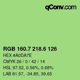 カラーコード: RGB 160.7 218.6 126 | qconv.com