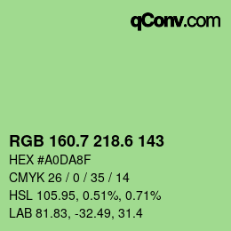 カラーコード: RGB 160.7 218.6 143 | qconv.com
