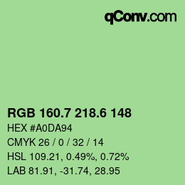 カラーコード: RGB 160.7 218.6 148 | qconv.com