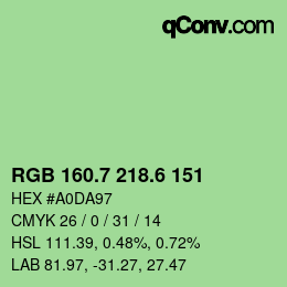 カラーコード: RGB 160.7 218.6 151 | qconv.com