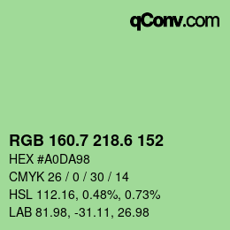 カラーコード: RGB 160.7 218.6 152 | qconv.com