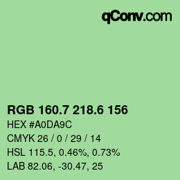 カラーコード: RGB 160.7 218.6 156 | qconv.com