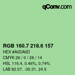 カラーコード: RGB 160.7 218.6 157 | qconv.com