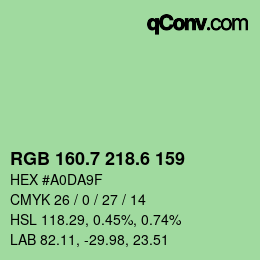 カラーコード: RGB 160.7 218.6 159 | qconv.com