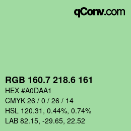 カラーコード: RGB 160.7 218.6 161 | qconv.com