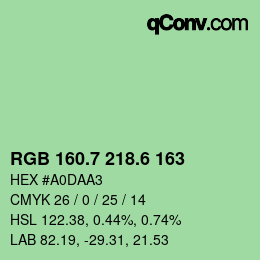 カラーコード: RGB 160.7 218.6 163 | qconv.com