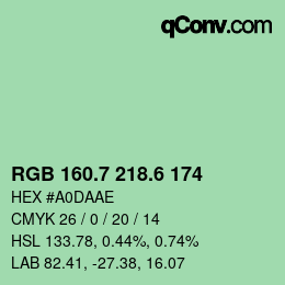 カラーコード: RGB 160.7 218.6 174 | qconv.com