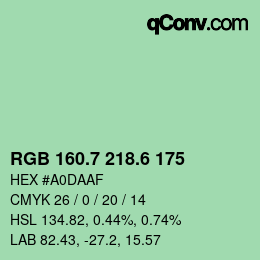 カラーコード: RGB 160.7 218.6 175 | qconv.com