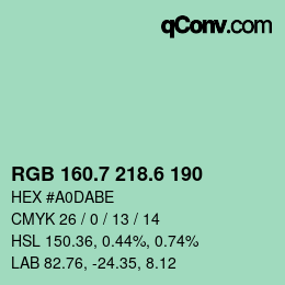 カラーコード: RGB 160.7 218.6 190 | qconv.com