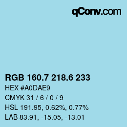 カラーコード: RGB 160.7 218.6 233 | qconv.com