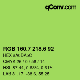 カラーコード: RGB 160.7 218.6 92 | qconv.com