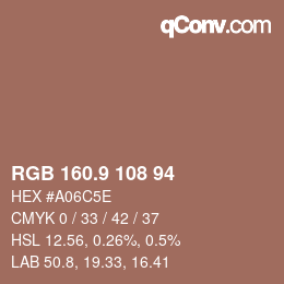 Color code: RGB 160.9 108 94 | qconv.com