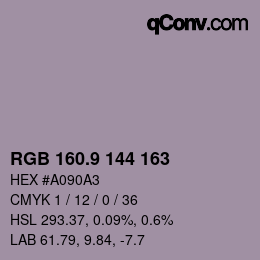 Color code: RGB 160.9 144 163 | qconv.com