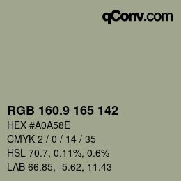 Color code: RGB 160.9 165 142 | qconv.com