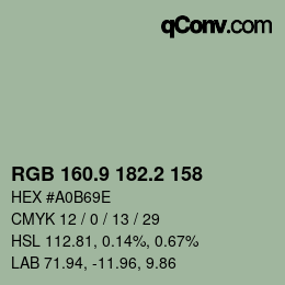Color code: RGB 160.9 182.2 158 | qconv.com