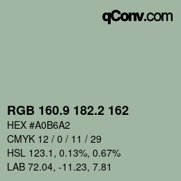 Color code: RGB 160.9 182.2 162 | qconv.com