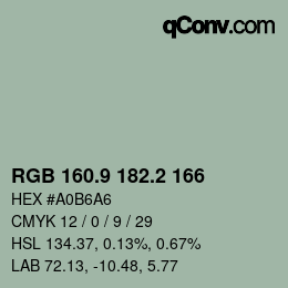 Color code: RGB 160.9 182.2 166 | qconv.com
