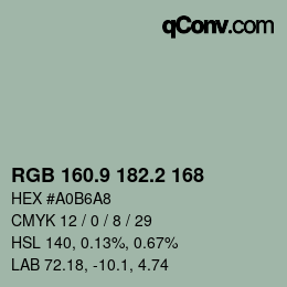Color code: RGB 160.9 182.2 168 | qconv.com