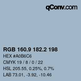 Color code: RGB 160.9 182.2 198 | qconv.com