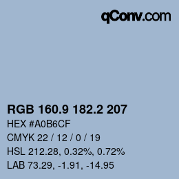 Color code: RGB 160.9 182.2 207 | qconv.com