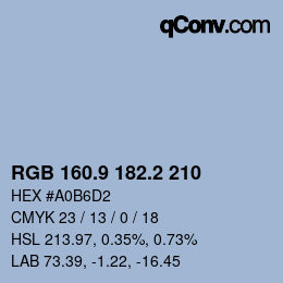 Color code: RGB 160.9 182.2 210 | qconv.com