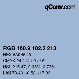 Color code: RGB 160.9 182.2 213 | qconv.com