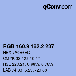 Color code: RGB 160.9 182.2 237 | qconv.com