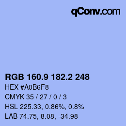 Color code: RGB 160.9 182.2 248 | qconv.com