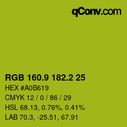 カラーコード: RGB 160.9 182.2 25 | qconv.com