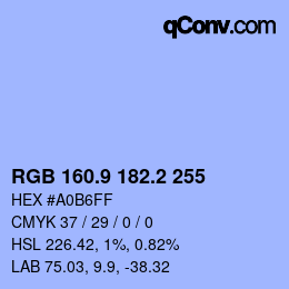Color code: RGB 160.9 182.2 255 | qconv.com