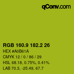 カラーコード: RGB 160.9 182.2 26 | qconv.com