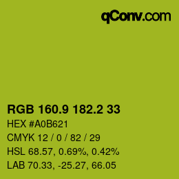 カラーコード: RGB 160.9 182.2 33 | qconv.com