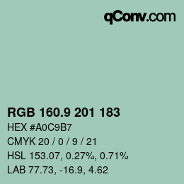 Color code: RGB 160.9 201 183 | qconv.com