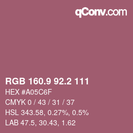 Color code: RGB 160.9 92.2 111 | qconv.com