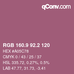 カラーコード: RGB 160.9 92.2 120 | qconv.com