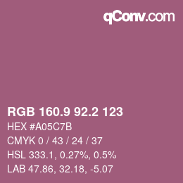 カラーコード: RGB 160.9 92.2 123 | qconv.com
