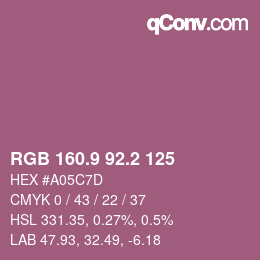 Color code: RGB 160.9 92.2 125 | qconv.com