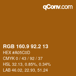 Color code: RGB 160.9 92.2 13 | qconv.com