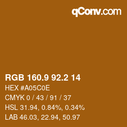 Color code: RGB 160.9 92.2 14 | qconv.com