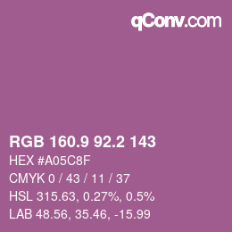 カラーコード: RGB 160.9 92.2 143 | qconv.com