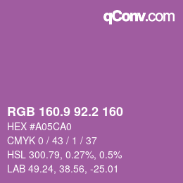 カラーコード: RGB 160.9 92.2 160 | qconv.com