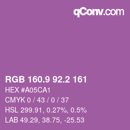 カラーコード: RGB 160.9 92.2 161 | qconv.com