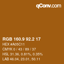 カラーコード: RGB 160.9 92.2 17 | qconv.com